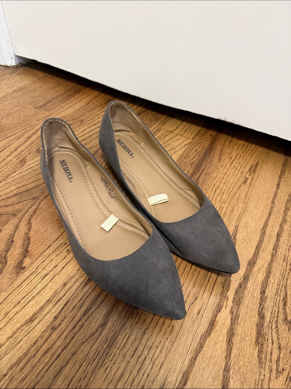 Merona Gray Pointed-Toe Suede Flats